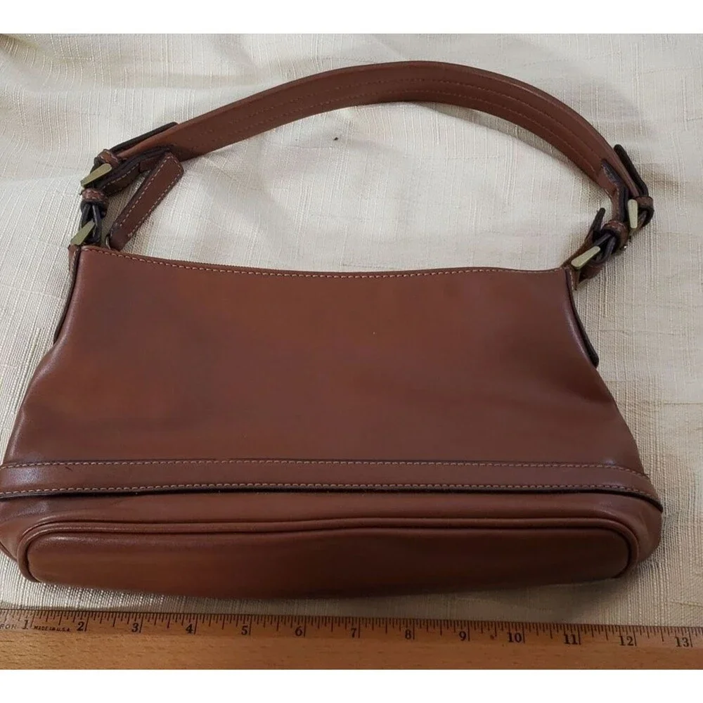 Nine & Company Faux Leather Small Brown Purse Handbag Short Strap Zipper Closure
